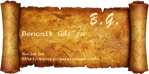 Bencsik Géza névjegykártya
