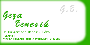 geza bencsik business card