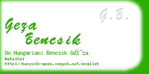 geza bencsik business card